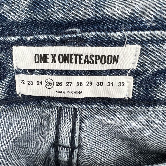 ONE TEASPOON Blue Society FREEBIRDS Distressed Step Hem Skinny Jeans 25 - Picture 4 of 12